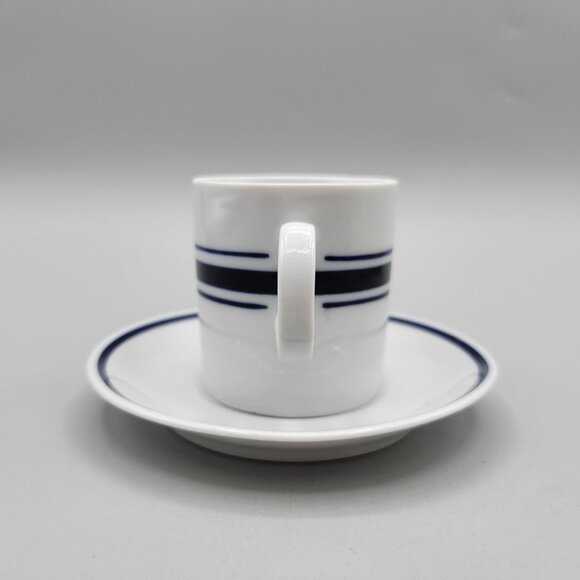 Karolina Demitasse Cup and Saucer Set Poland Blue White Stripes Favolina - Picture 2 of 8
